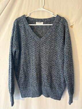 Old Navy Blue Heathered V-Neck Knit Sweater
